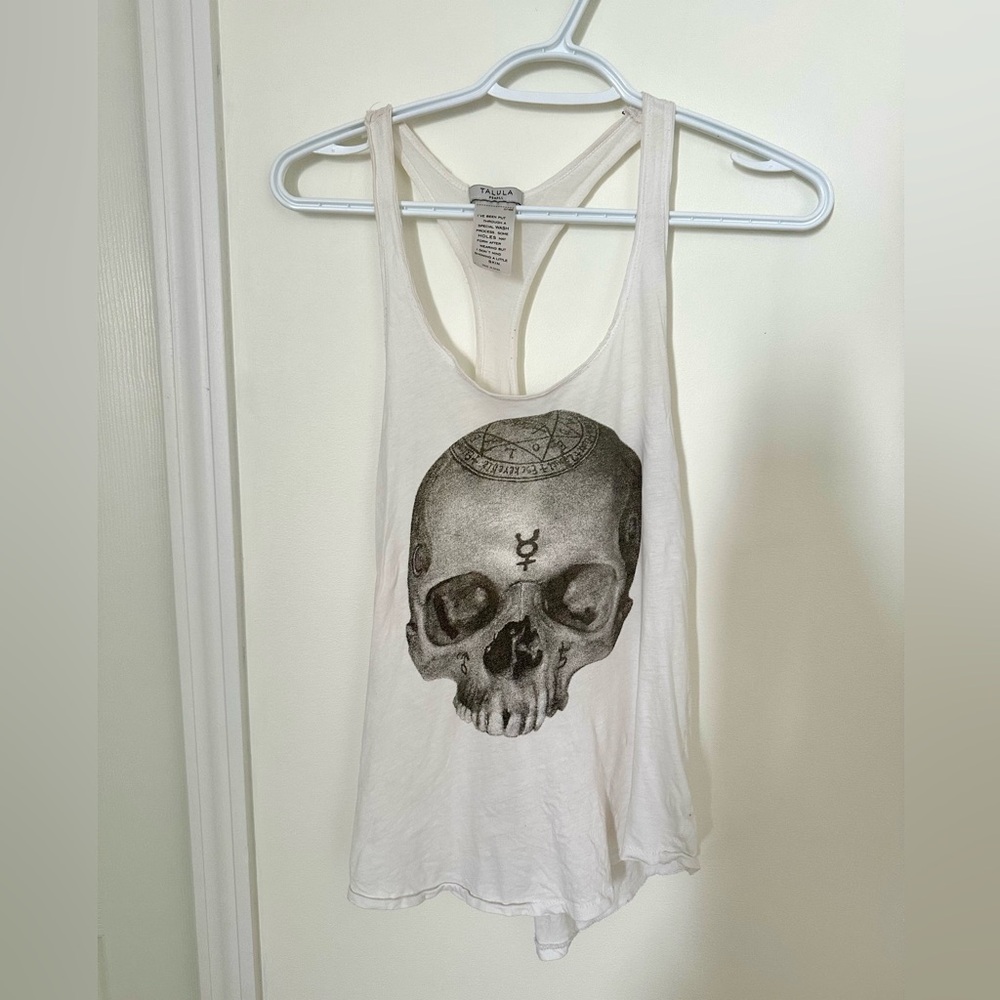 Talula White Skull Graphic Tank Top